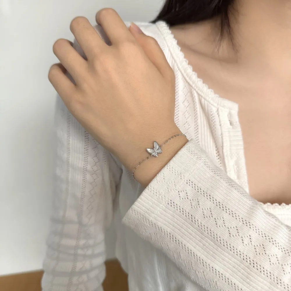 KAKODIY Maker Customizable 925 Sterling Silver Chain 5A Cubic Zirconia Shell Butterfly Pendant Bracelet detail 5