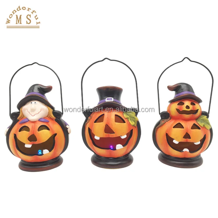 Terracotta LED cartoon Pumpkin Christmas Cell Battery  LED Lighter Wind Lamp for holiday House Decoration