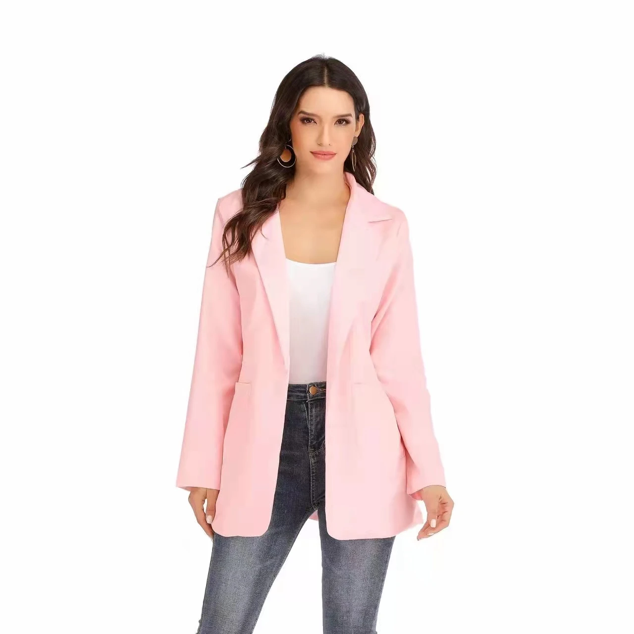 Women's Casual Lapel Blazer Suit Jacket Long Sleeve Slim Cardigan Coat Outwear