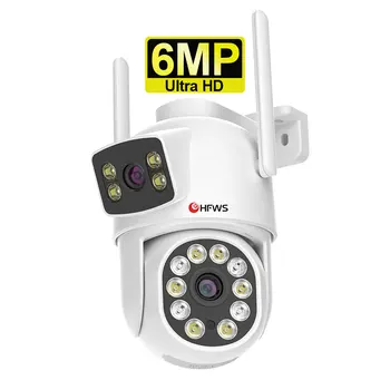 6MP HD Dual Lens Dual Screen CCTV Outdoor Wifi Ptz Camera Ai Human Auto Tracking with Two-Way Audio & Night Vision Function
