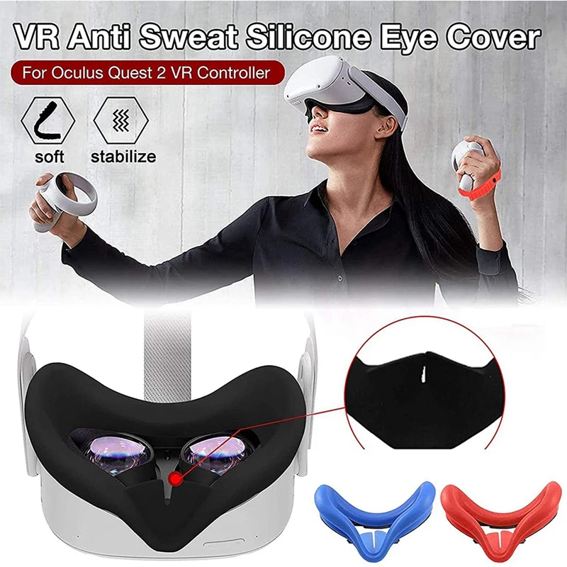 Blue VR Cover Soft Silicone Sweat-Proof Helmet Eye Cover for Oculus Quest 2 VR Headset Accessories 