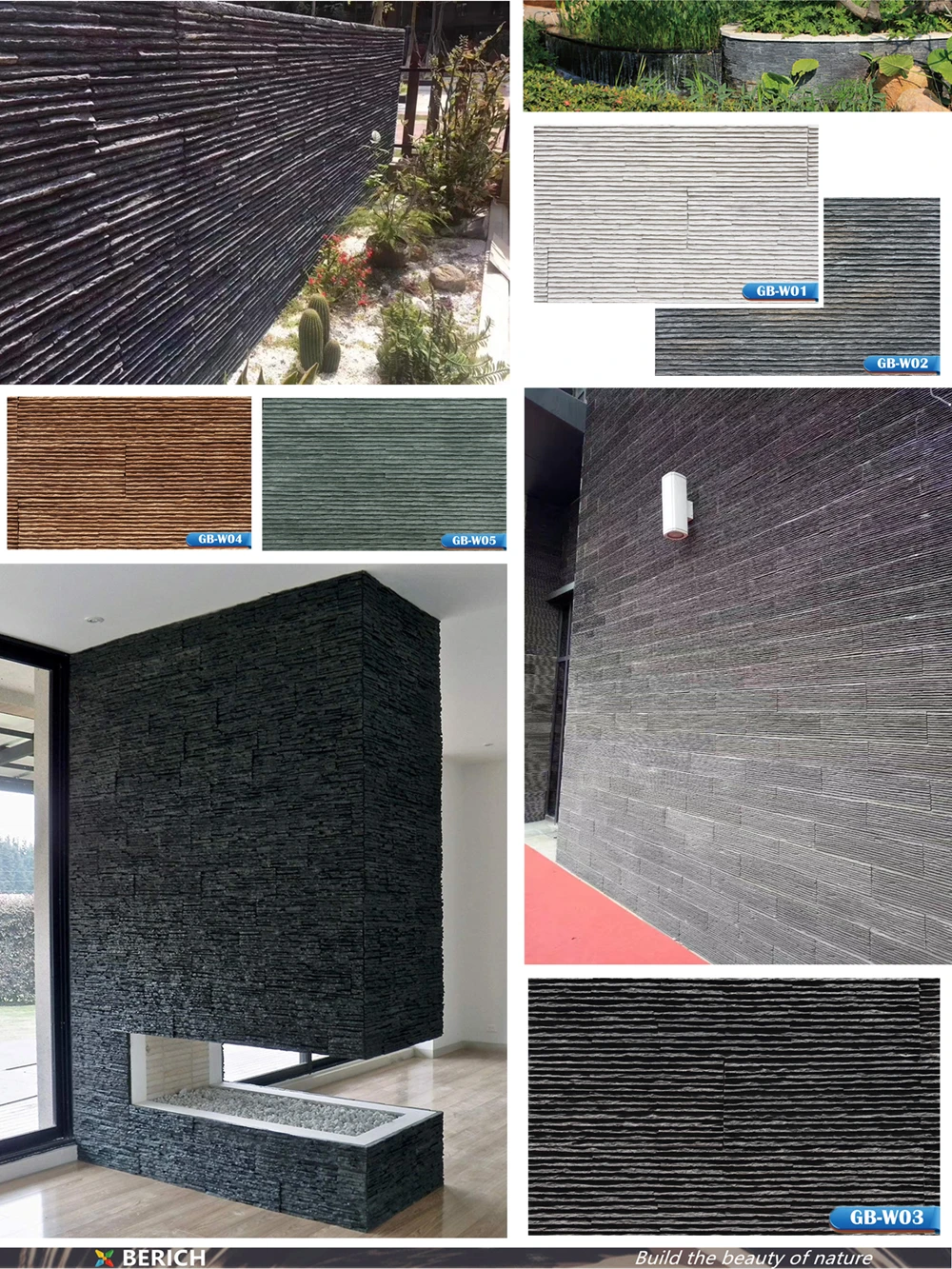 Berich Gbkc00 Cladding Siding Faux Rock Panel White Quartz Wall