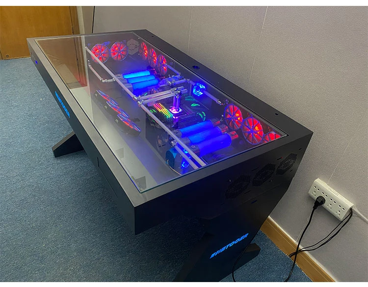 Hot Sale Tempered Glass Side Panel Desk Rgb Atx Pc Case And Desk Two In