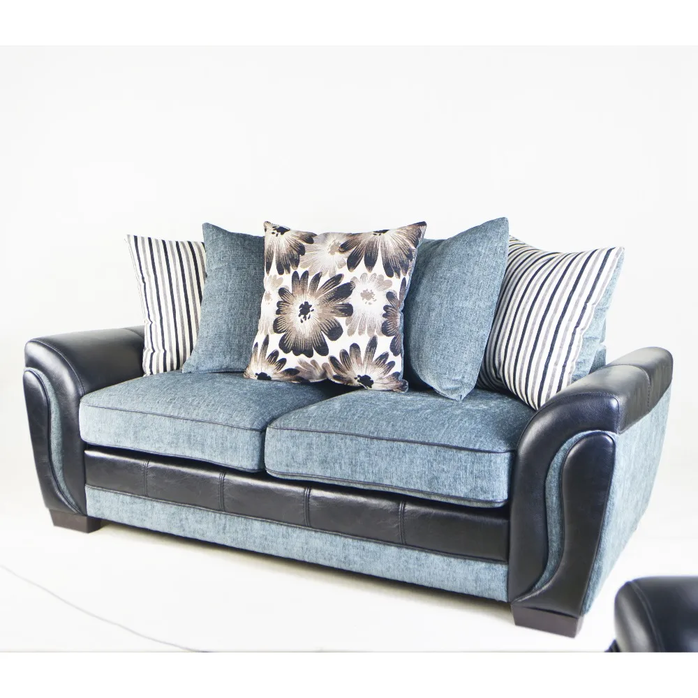 Современный набор из шенили и кожаных диванов для гостиной