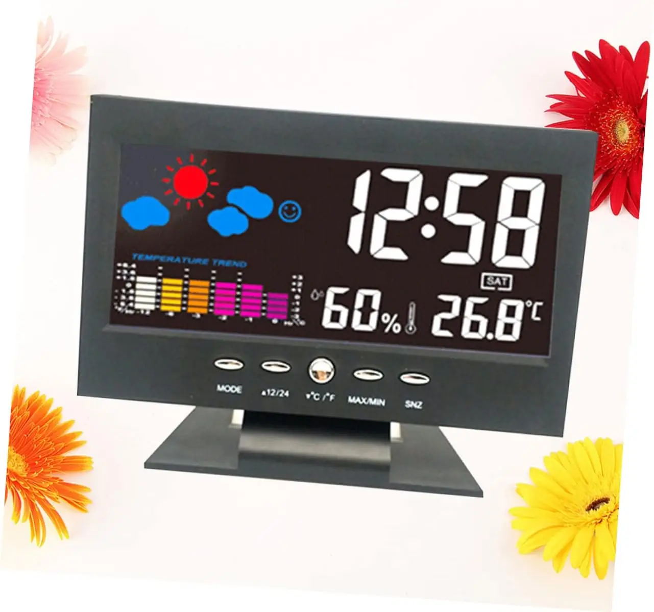 LCD Digital Clock Voice-Activated Perpetual Calendar Alarm Clock With Time/Date/ Week/Temperature Display