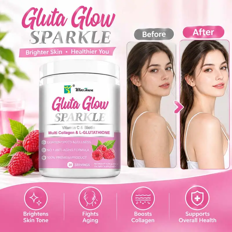 sparkle glutathione Gluta Glow Powder Glutathiones Skin Lighting Vitamin C E Biotin Whiten Collagen Protein Drink Supplement Gluta Glow Full Catalog