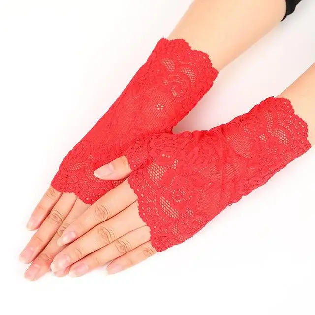 long red lace gloves