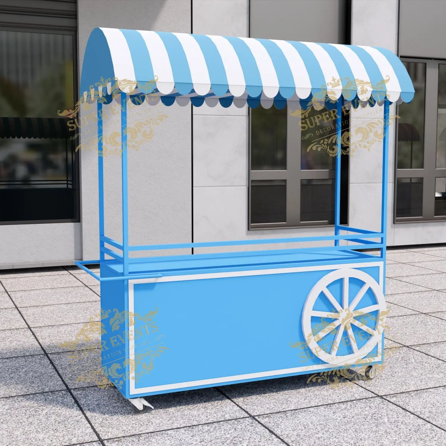 Artga Custom Logo Event Decoration Mobile Ice Cream Push Cart Food Truck Trolley Food Cart Can Be Moved Party Flower Candy Cart