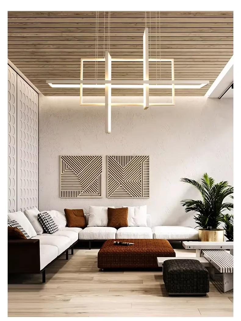 Modern Minimalist Rectangle LED Pendant Lights Dining Room Kitchen Chandeliers Home Decorations Hanging Lamps Fixtures