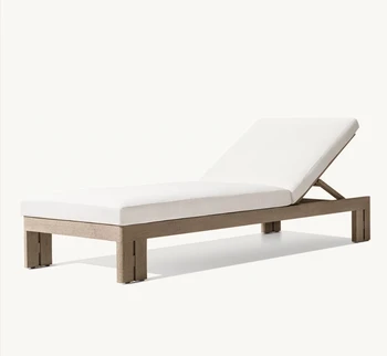 MATIRA High Quality All Weather Hotel Pool Outdoor Furniture Weathered Teak Wood Waterproof Chaise Solid Wood Sunbed