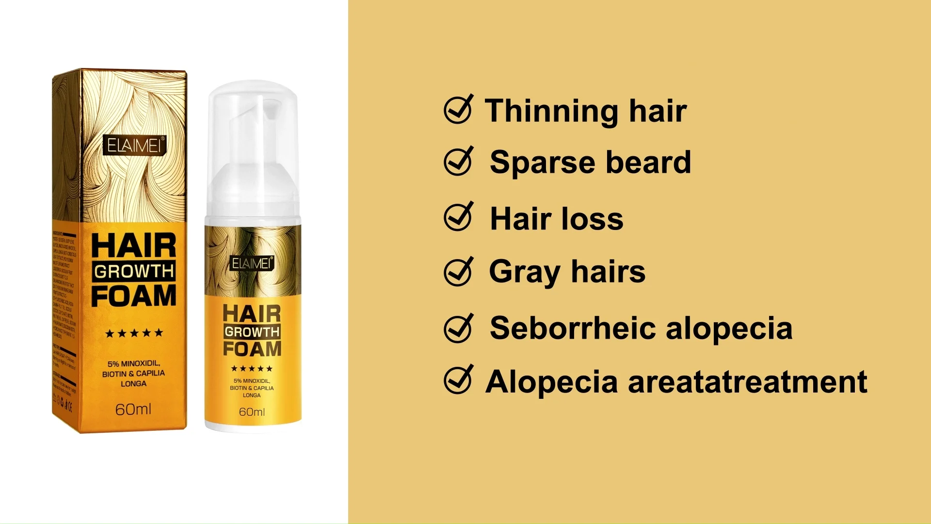 Private Label Wholesale Gray Hair Regrowth Treatment Mousse Hair Growth