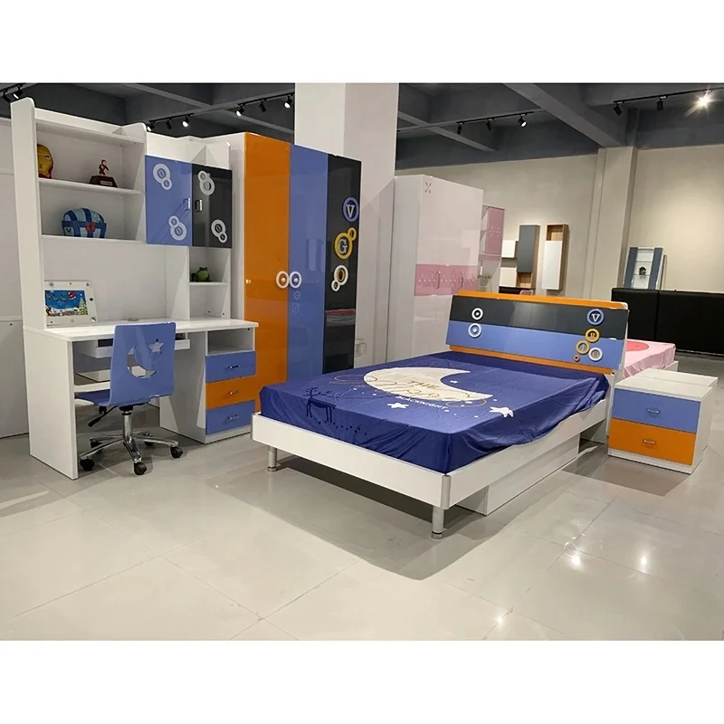 ALAD017 Customize Size Youth Children Cartoon Beds Wooden Kids Bedroom Set Furniture Boys Single Sleeping Bed