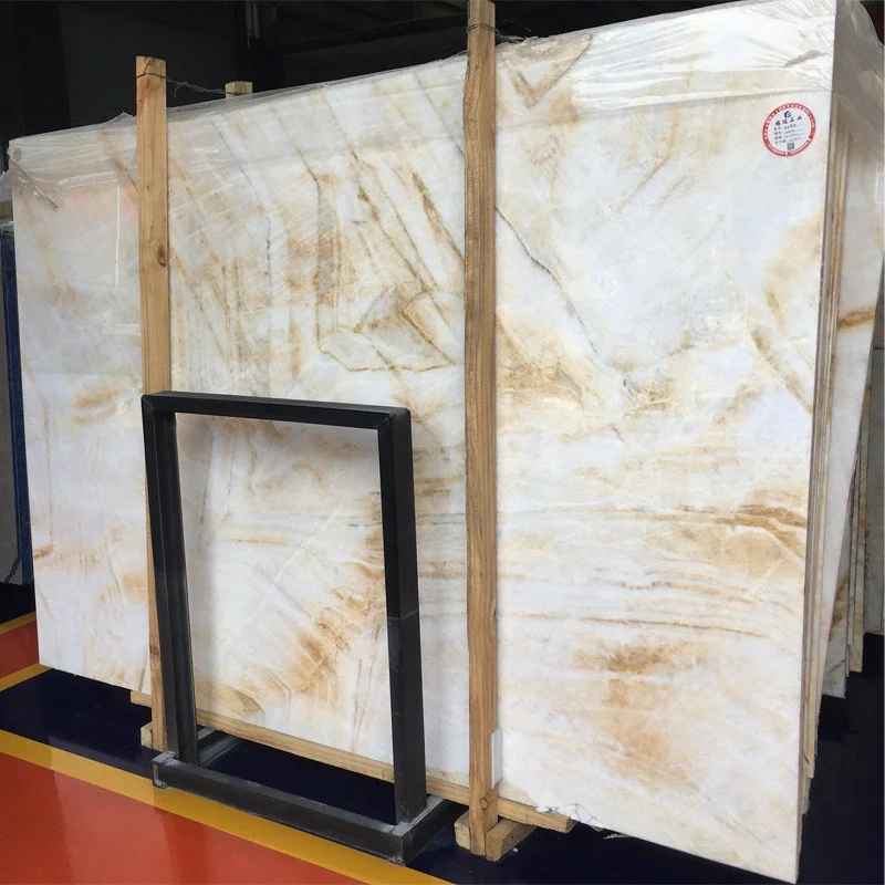 product high quality lemon yellow and white marble slab slabs tiles onyx-4