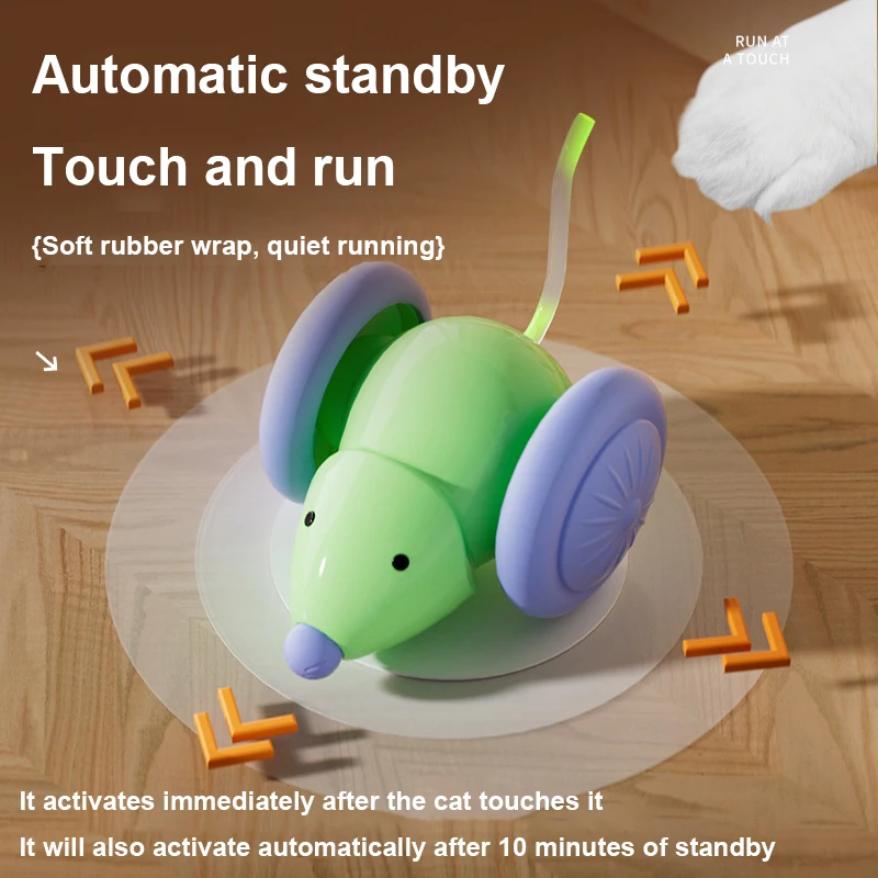 Automatic Sensing Moving Electric Pet Smart Mouse Vibrating Running Robot Laser Mice Speedy Tail New Cat Toys 2025