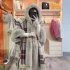 Plaid beige-rosso