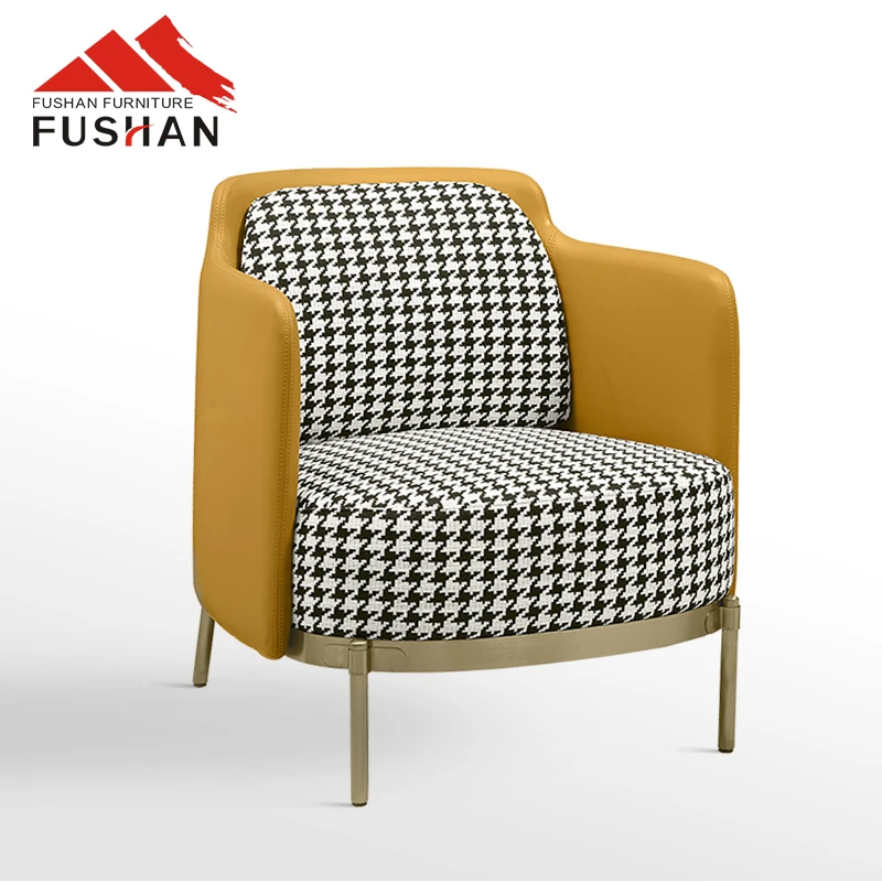 Nordic Design High Quality Luxury Upholstered Stainless Steel Leisure Chair