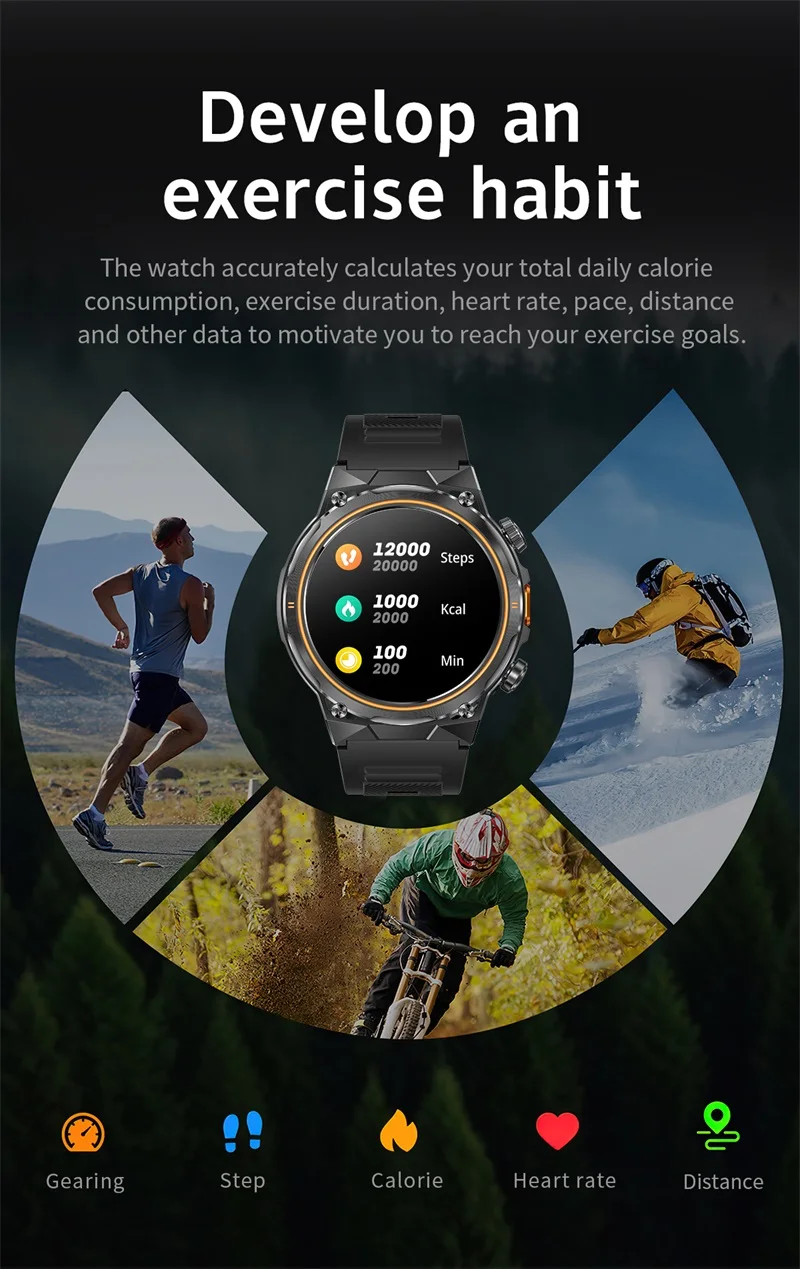 AK81 Men's Smart Watch - Fitness Tracker with IP68 Waterproof