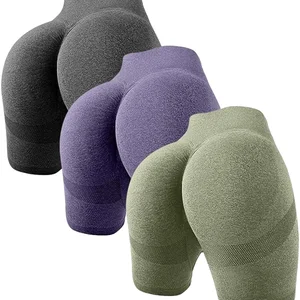 Women's High Waist Quick-Drying Fitness Shorts Elastic Waist Five-Point Leggings Hip-Lifting Feature Solid All-Match Outer