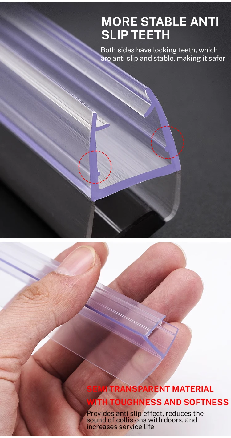 180 Degree Hshape Durable Pvc Weather Strips Frameless Shower Glass