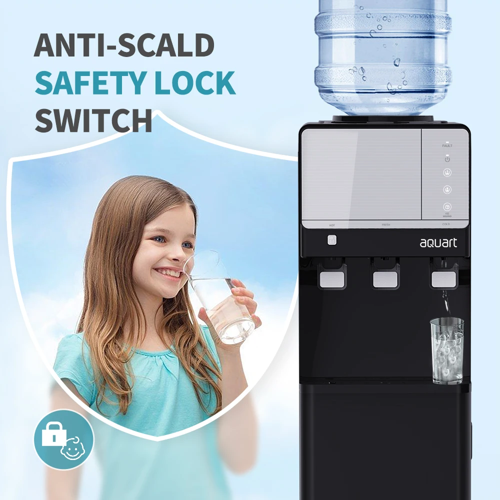 Ice Cube Maker with Water Dispenser 3 Temperature Touching Control Panel 12kg Ice Cube Per Day BYCZ581 2 in 1 Electric Stand