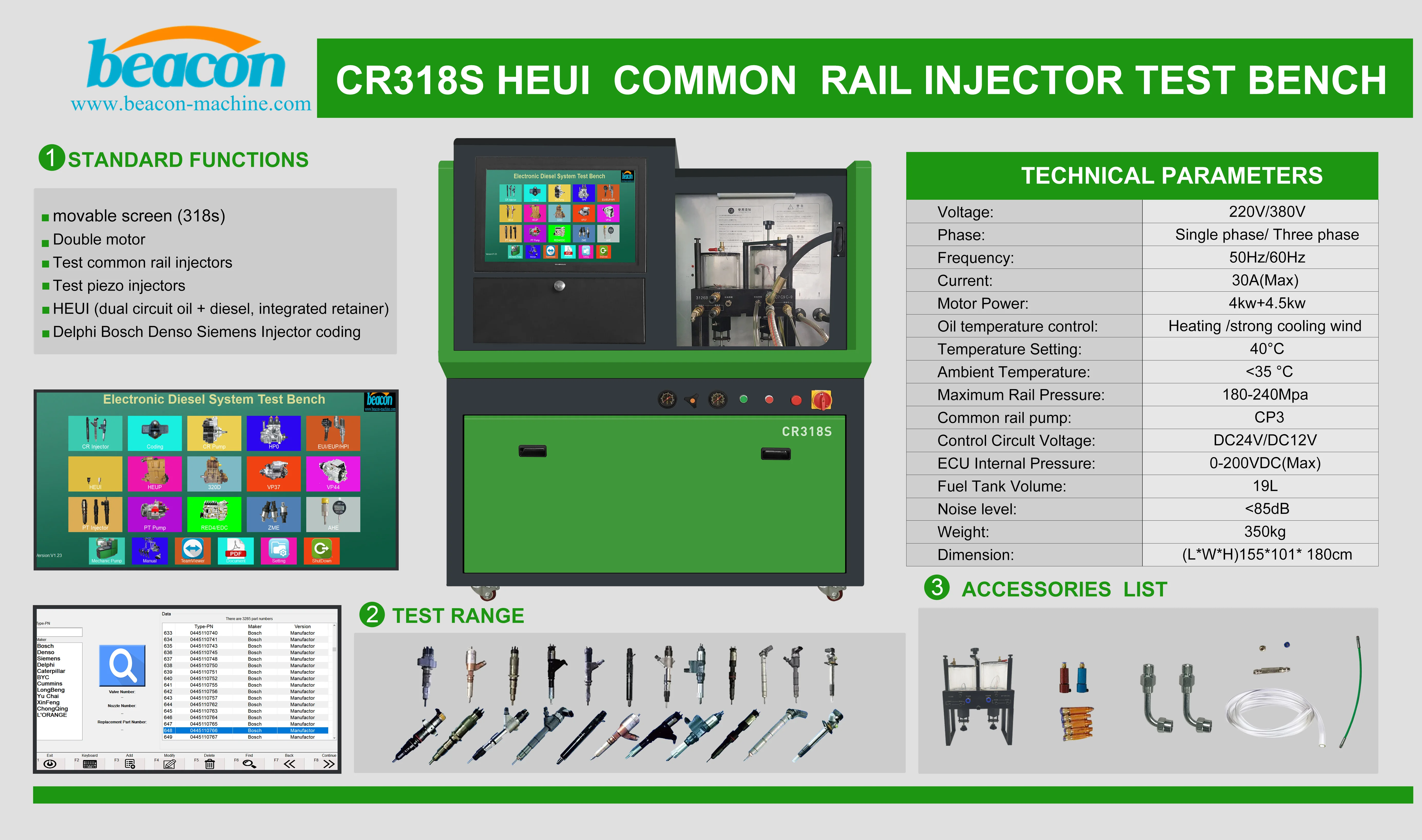 Newest Taian Beacon Machine Auto Repair Tester Equipment Cr318s Common Rail and HEUI Injector test Bench with IQA IMA ISA Coding