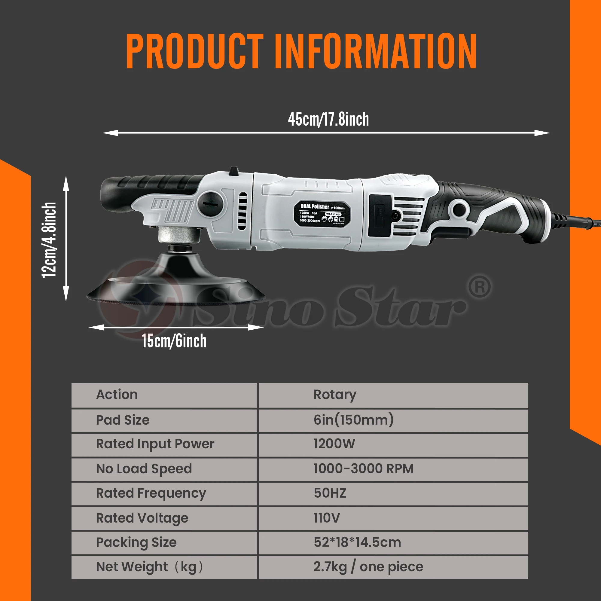 Высококачественный профессиональный автомобильный полировщик 6-ступенчатый Регулируемый роторный для деталей и Полировки Автомобиля