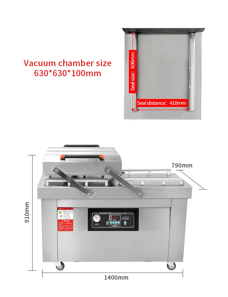 DZ-600 Customized Vacuum Pumps Seal Bars Machine Housing Flatbed Double Automatic Chamber Vacuum Sealing Packaging Machine supplier