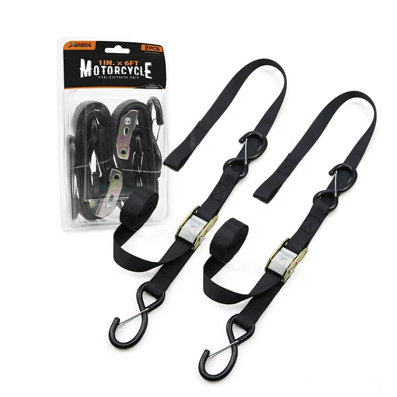 2 Pack 1 Inch Transportation Motorcycles Cam Buckle Tie Down Strap with Keeper S Hook