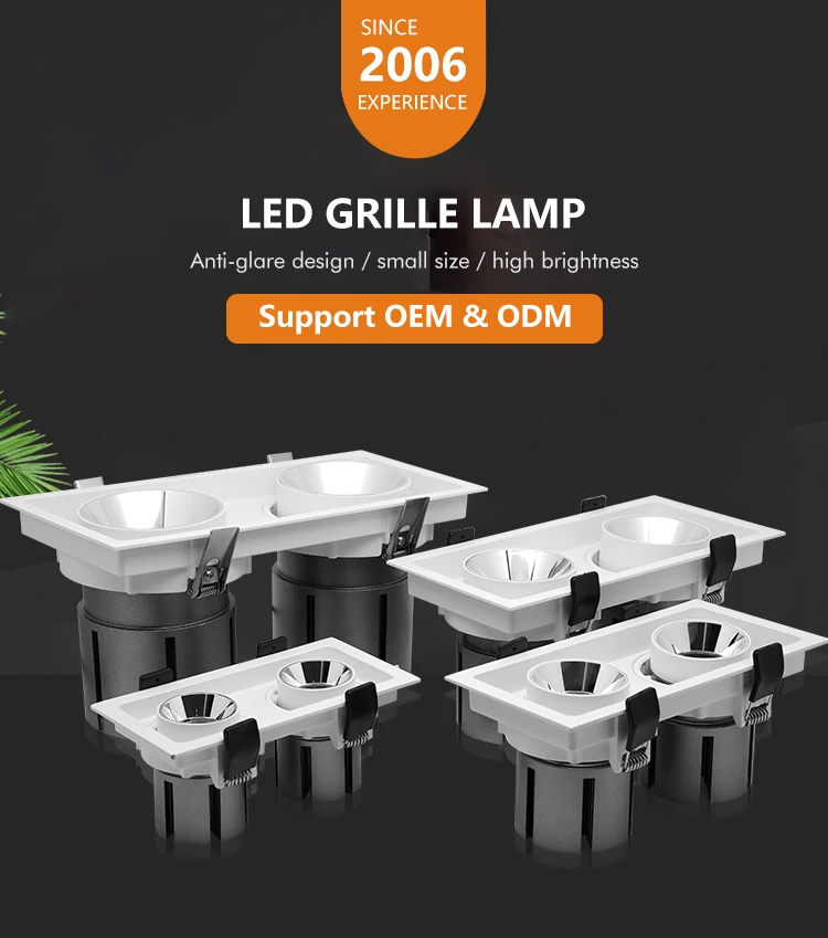 Eye Protection Double Light Anti Glare Adjustable COB Store Office 2*7W LED Grille Lamp