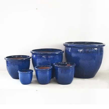 Handmade Terracotta Glazed Ceramic Planter Outdoor Garden Flower Pot for Home Use Design Shape for Floor Room Use