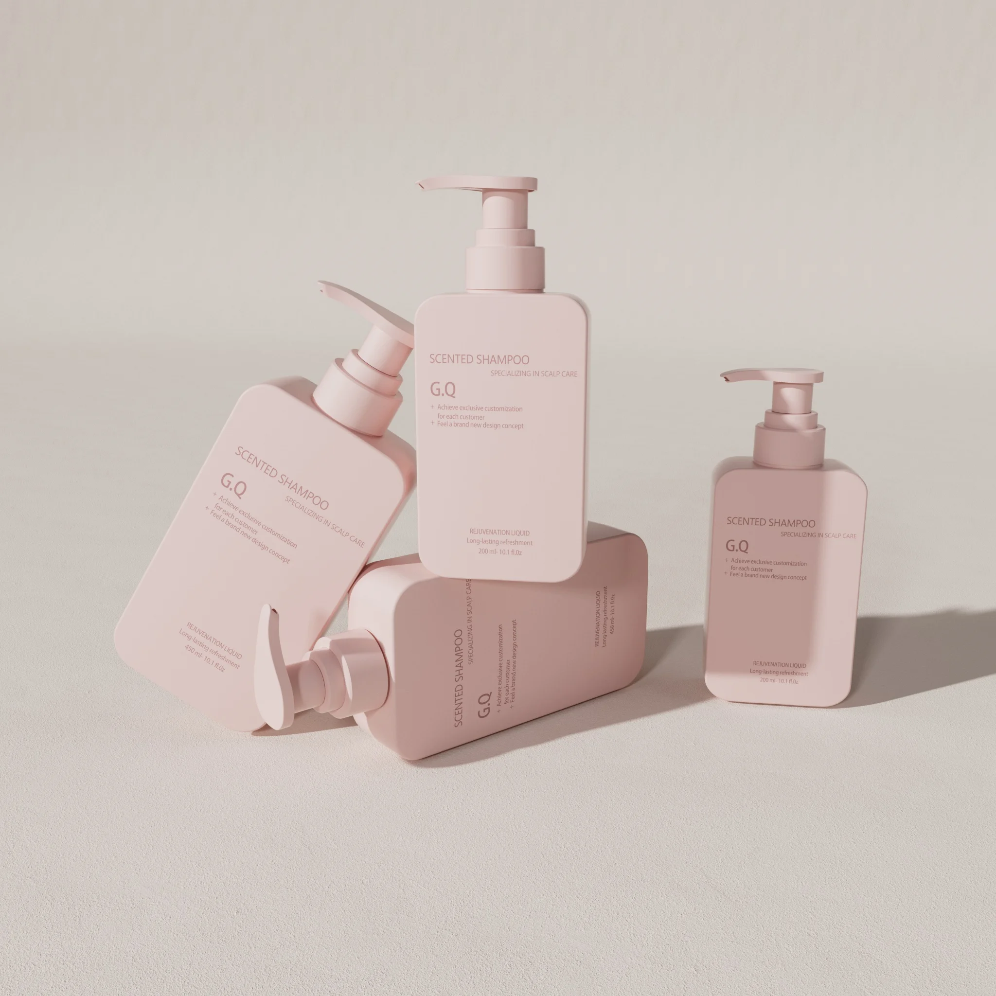 Square Shampoo Bottle 200/450ml HDPE Hair Care Body Face Lotion Packaging Shower Gel Bottle Plastic Shampoo Packaging