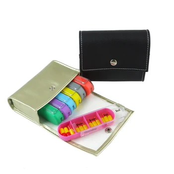 Personalized Portable Travel 7 Day Plastic Medicine Pill Box Weekly Pill  Case Organizer Wallet with PU Leather Bag - China Pill Box, Plastic Box