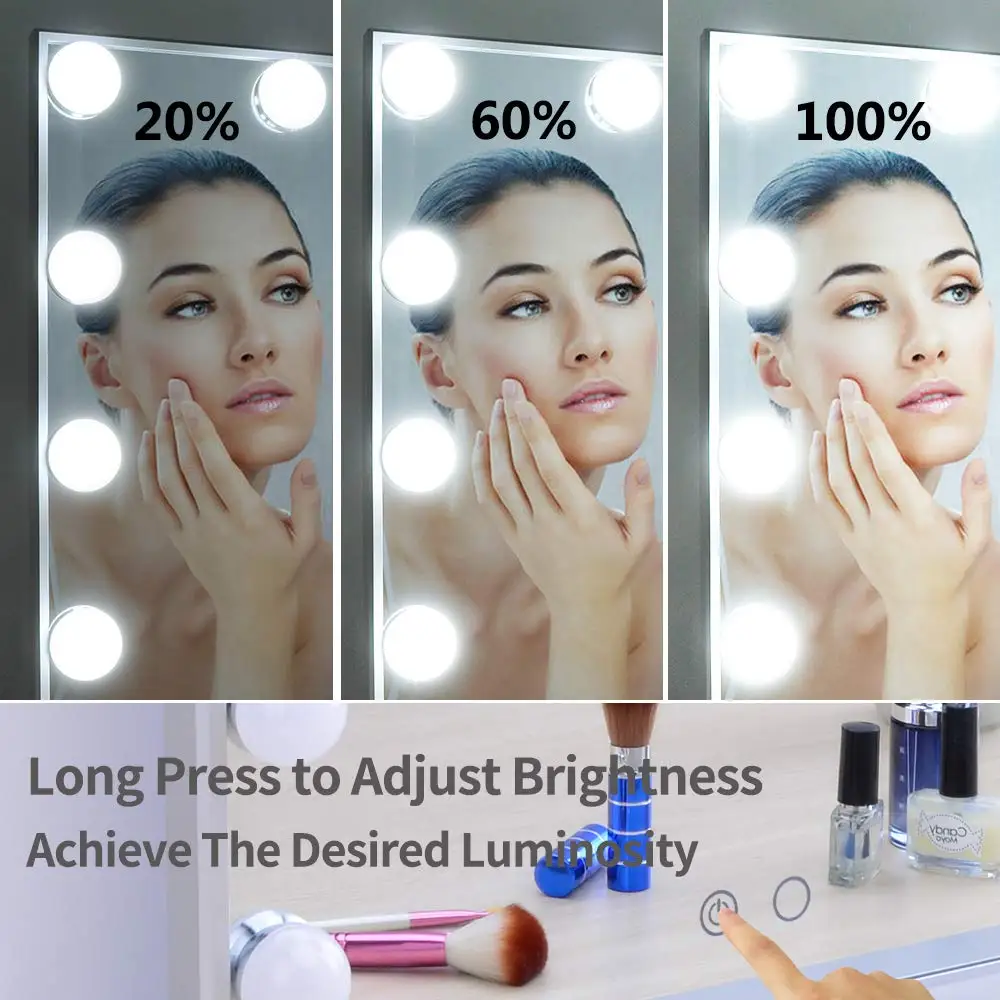Hollywood Vanity Makeup Mirror Standing Salon Mirror with Led Lights