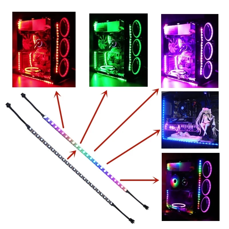 Individually Addressable RGB LED Strip for PC, 5V WS2812B Digital Led Strip  For CORSAIR iCUE,3 pin 5V ADD Header On Motherboards