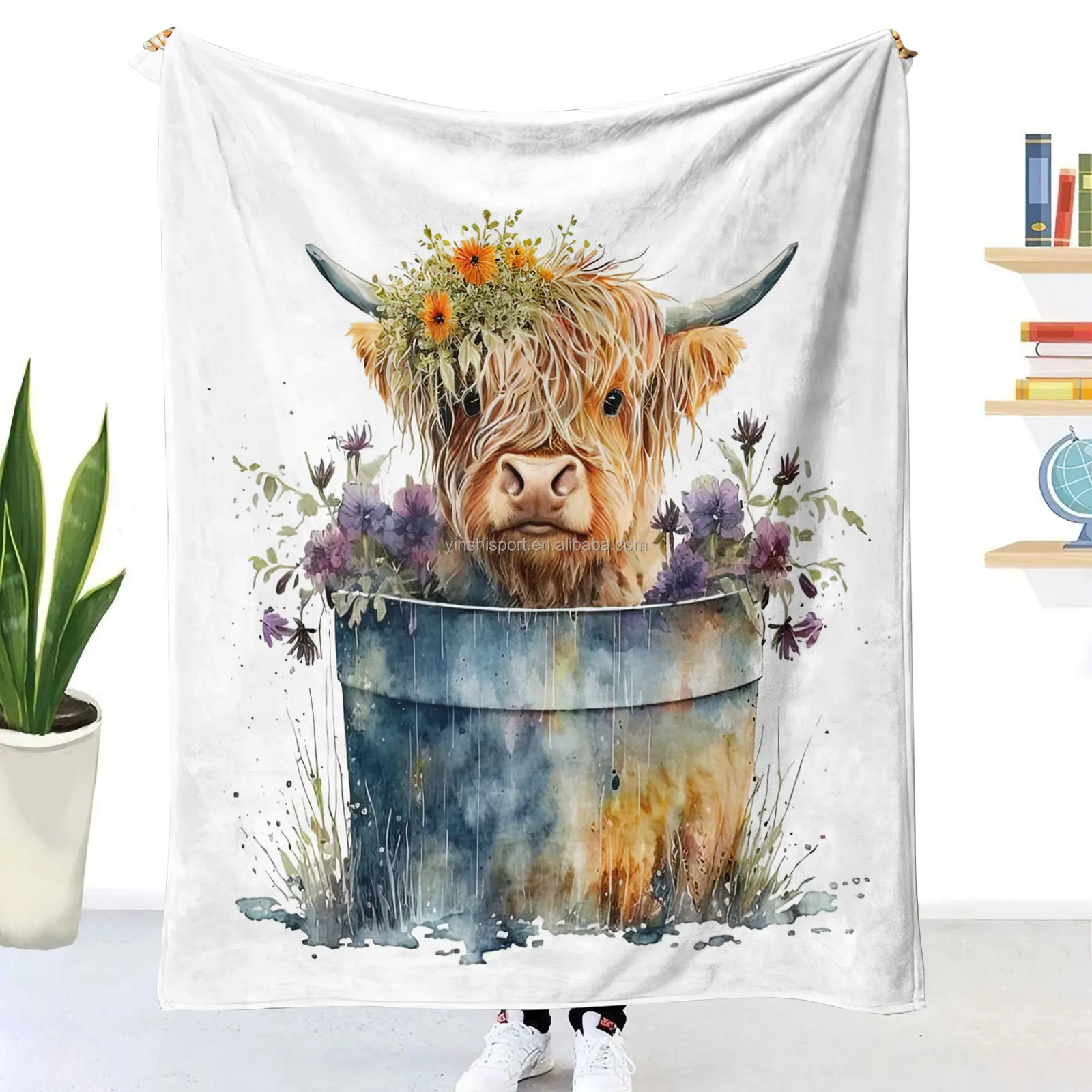 Cute Cow Pattern Peso Pluma Sublimation Fleece Travel Throw Blanket ...