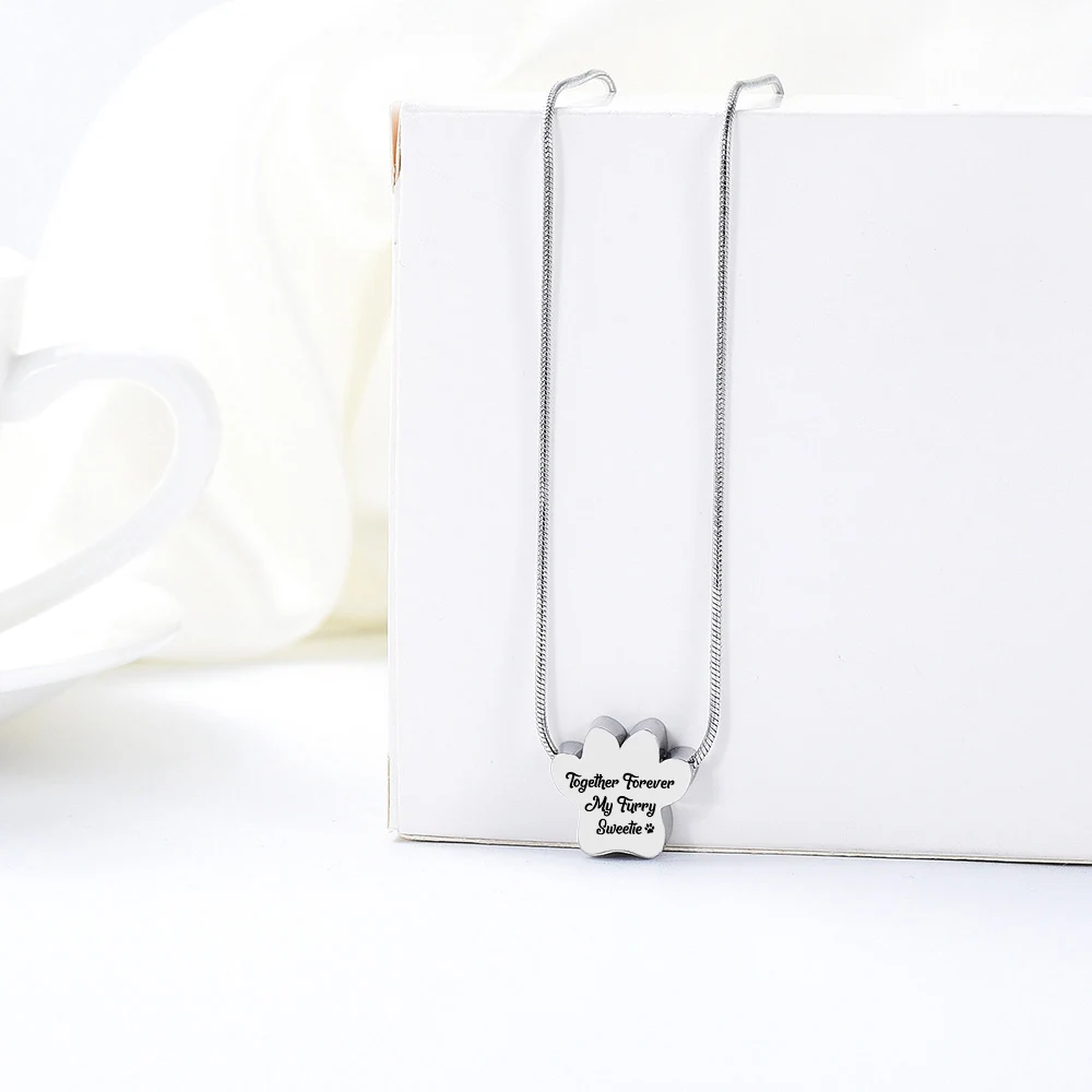 Cremation jewelry cat paw stainless steel urn necklace to commemorate pets / relatives seven styles of optional aluminum urns