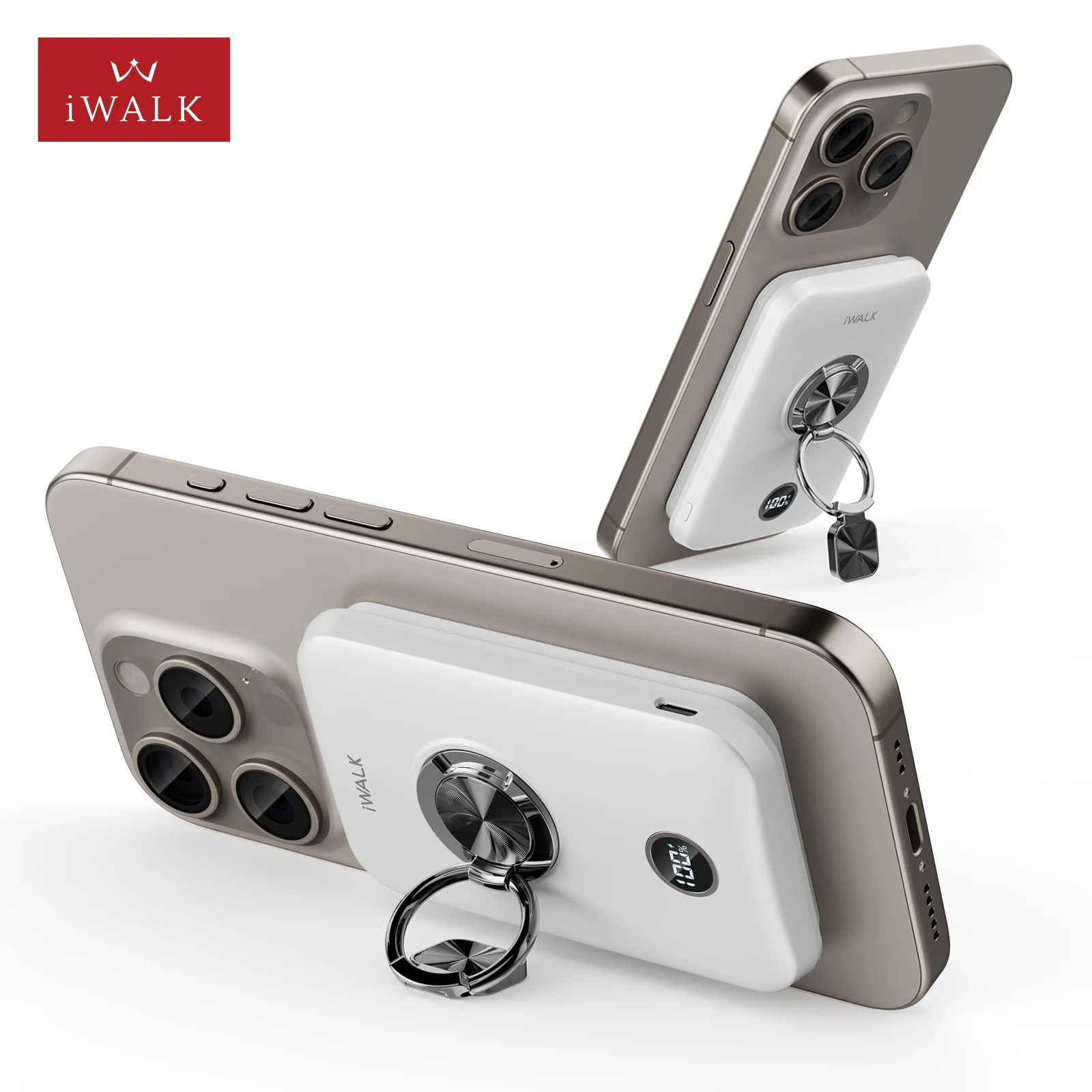 IWALK MAG-X 10000mAh Ultra-Compact Magnet Power Bank 15W Wireless Charging  20W USB-C Fast Charging Portable Charger with Stand