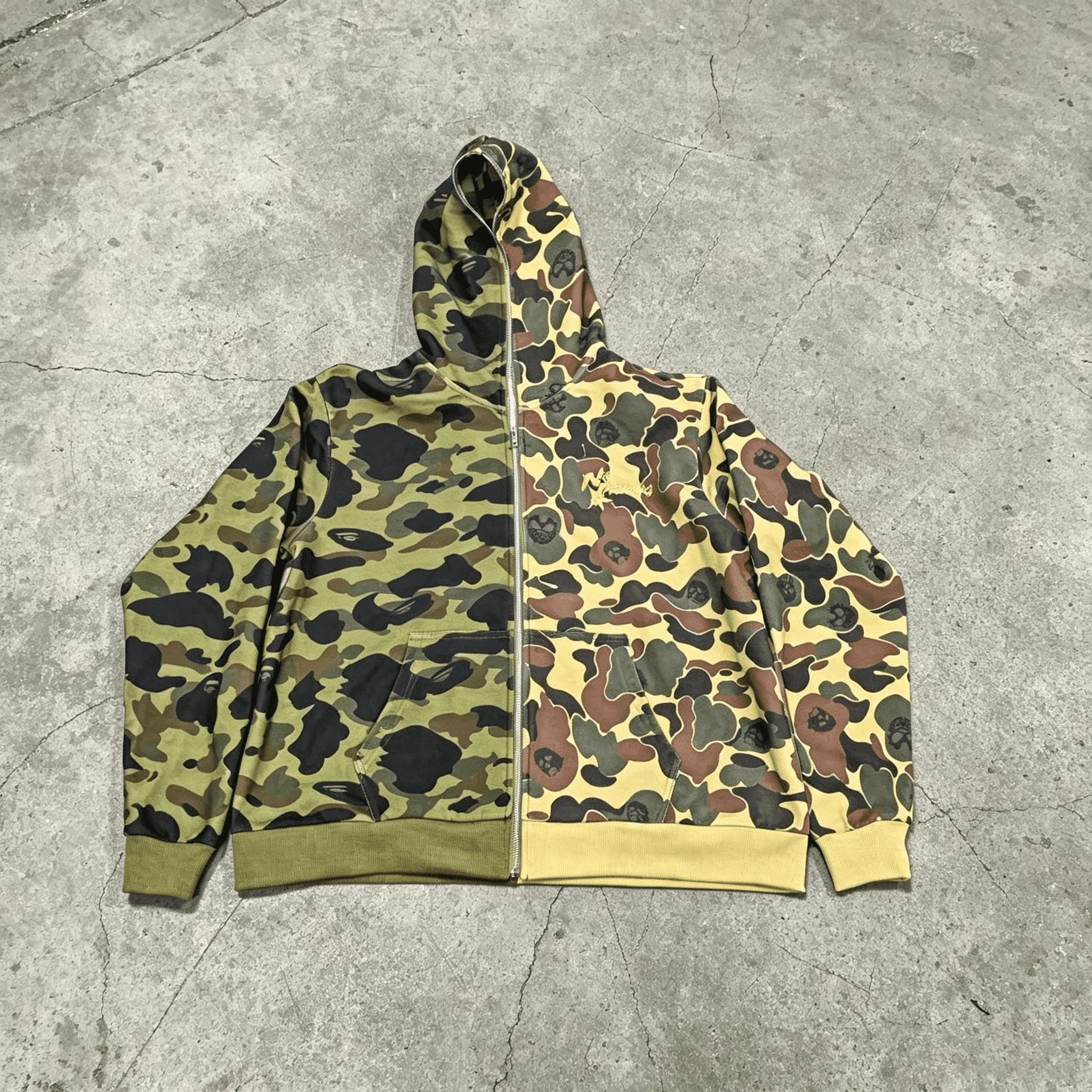 Custom Mens Duck Camo Zip Hoodie Vintage Embroidered Streetwear Oversized Cropped Jacket Fashion Trend gallery 7