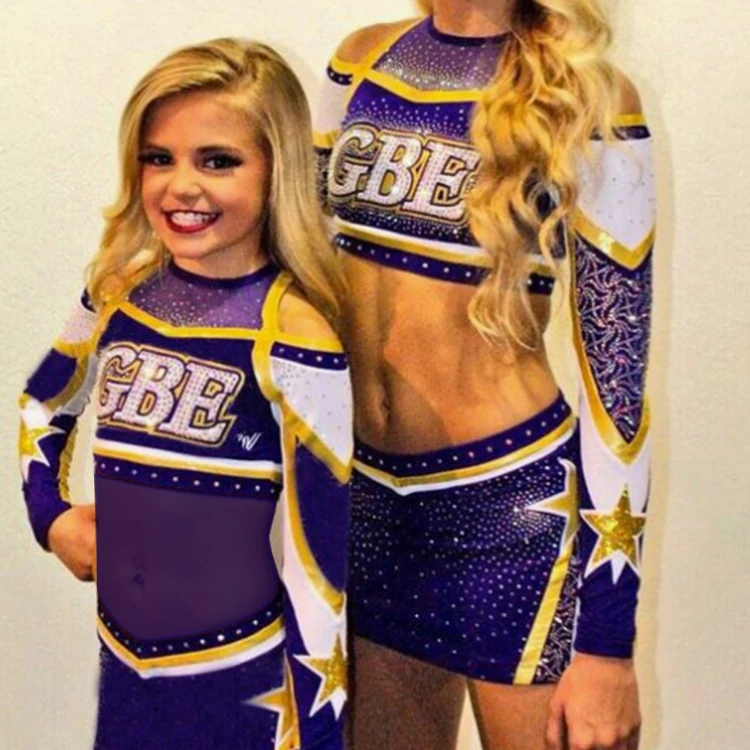 Free Design Youth Cheer Uniform Team Crop Top Skirt Outfits Wholesale