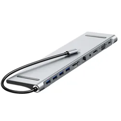 Док-станция для Macbook Тип C концентратор 11 в 1 взаимный обмен данными между компьютером и периферийными устройствами 3 0 USB PD 87 Вт RJ45 4K HDMI HDTV VGA кард-ридер