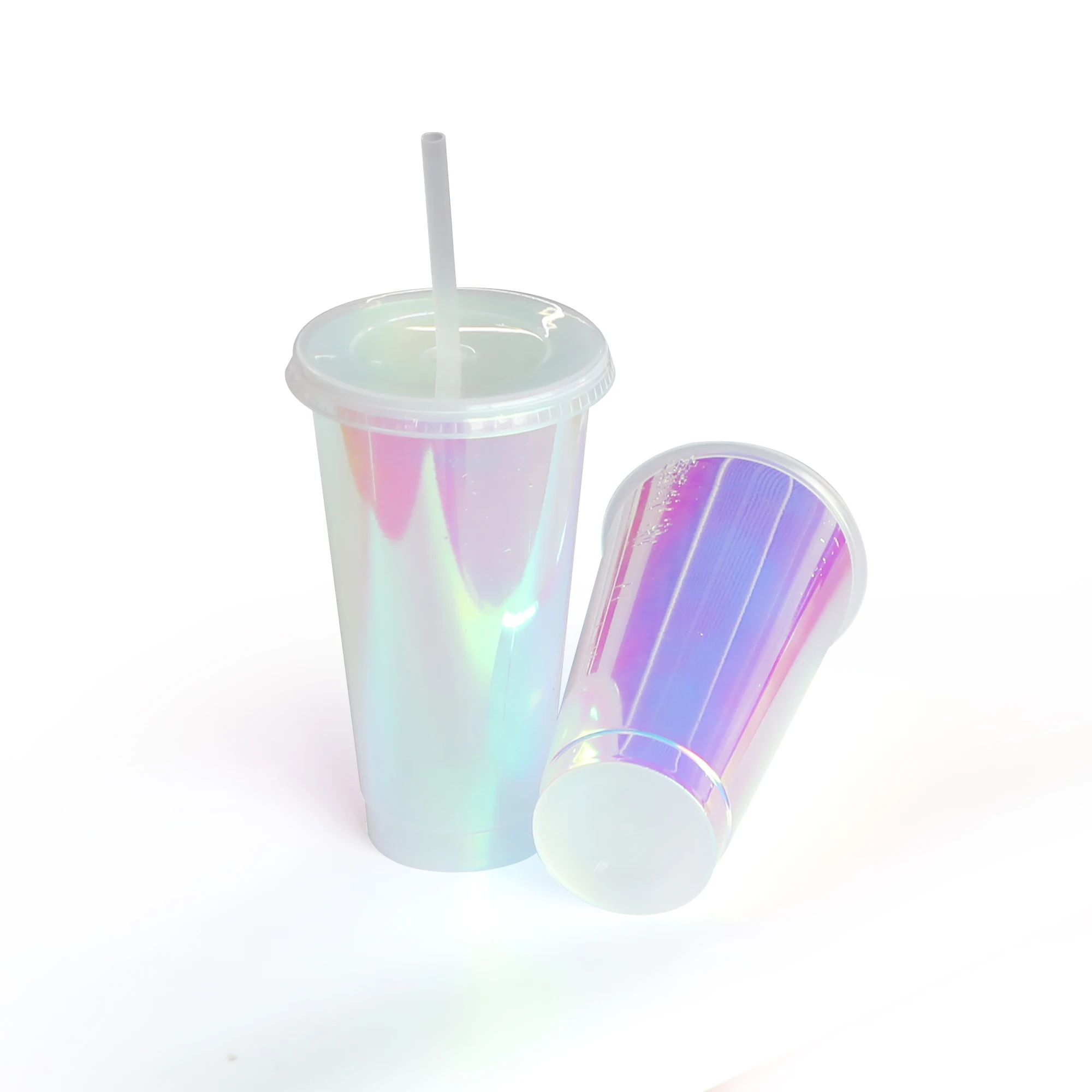 New Arrival Wholesale Holographic 710ml 24oz Tumbler Reusable Clear