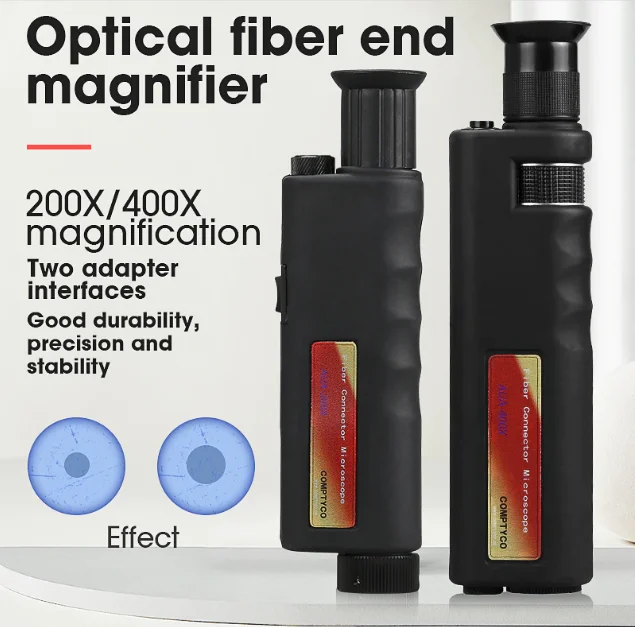 Fiber Optic Connector Cleaner Sticks Cleaning Kit Cassette 400X Fiber Microscope 