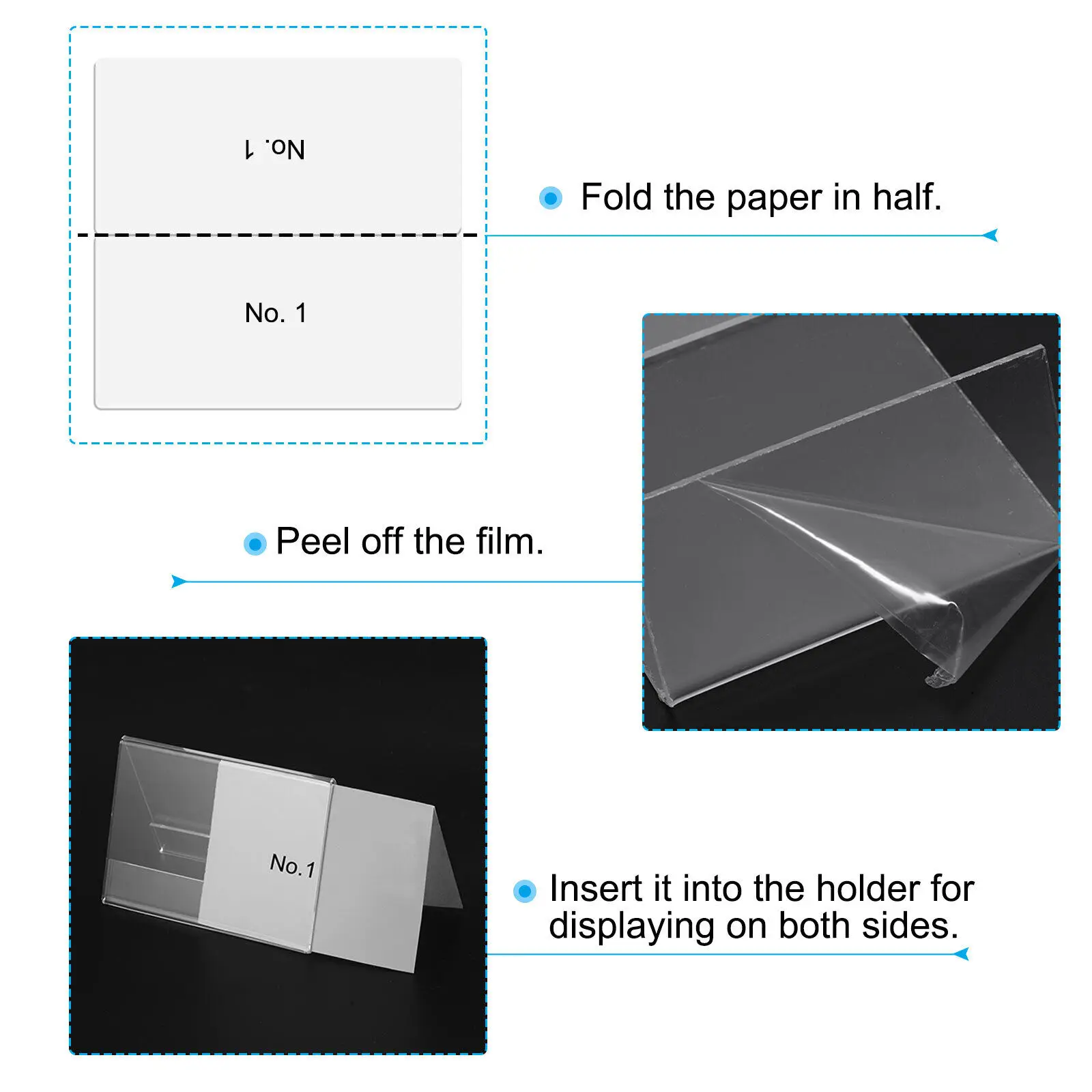 Custom Transparent Seating Assignments Acrylic Tent  Name Plate Hot Bending Triangle Conference Card Holder