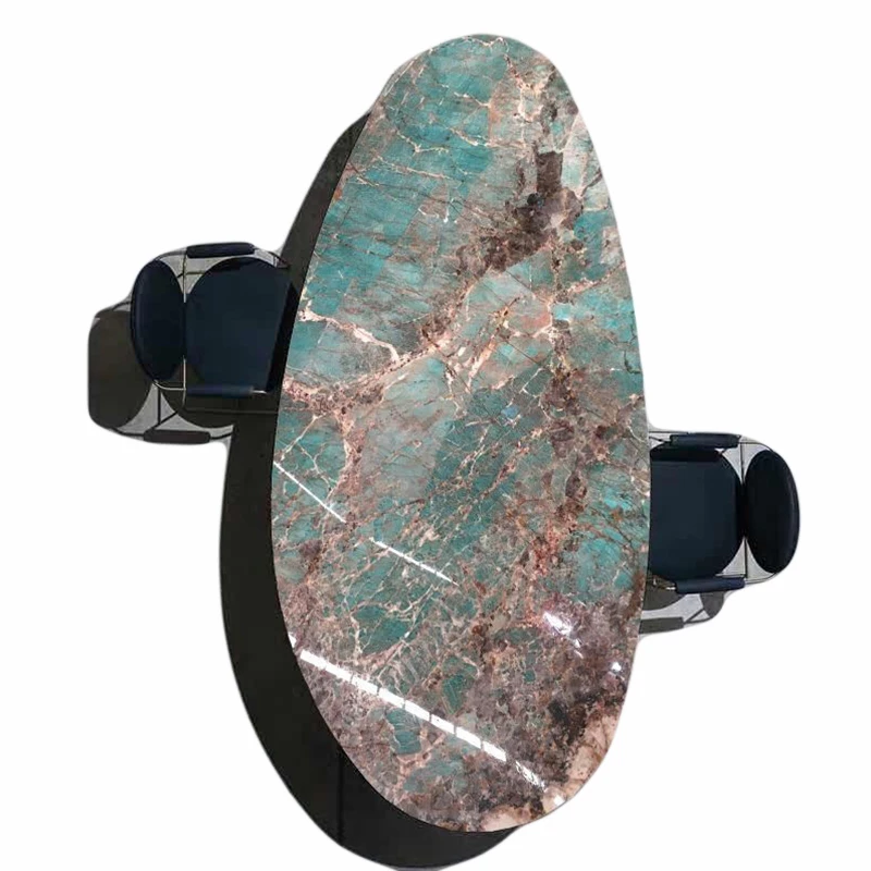 Luxury Natural Green Quartzite Side Table Modern Green Stone Decorative Coffee Table