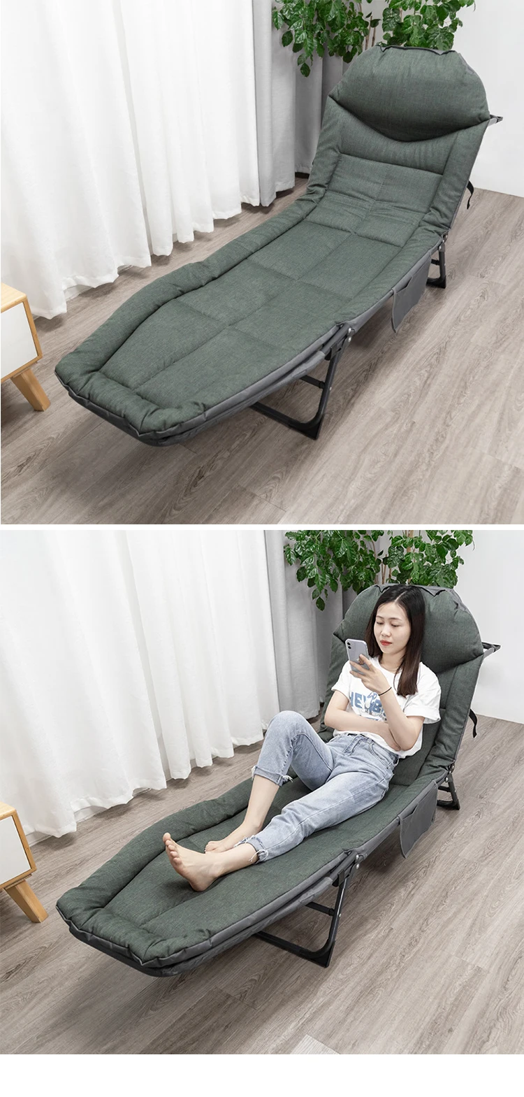 American folding beds recliner office comfortable soft cushion rest bed simple single escort portable  bed