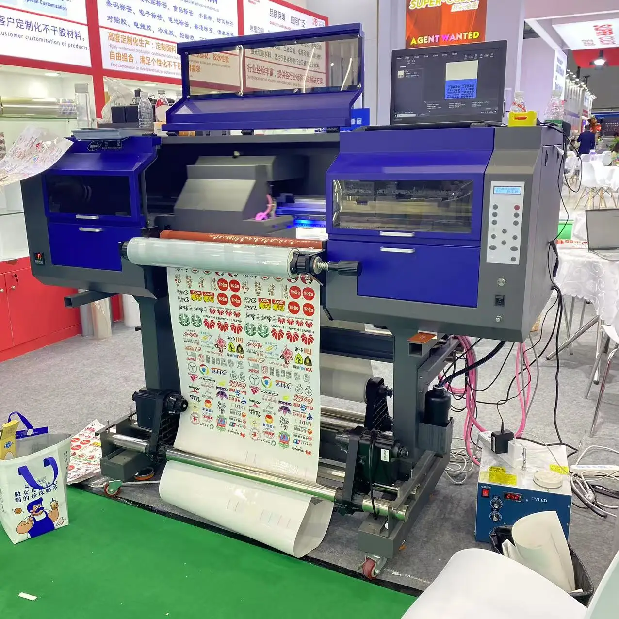 Lansong High Speed UV DTF Printer Xp600 I3200u1 3/4 Heads Multifunctional Laminator Roll to Roll 60Cm Printing  for logo Sticker supplier