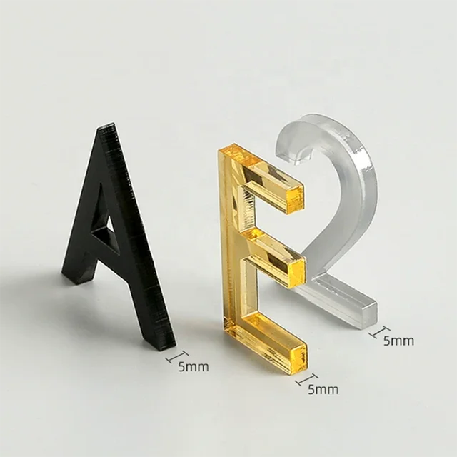 Acrylic alphabet letter signs & 0-9 Golden decorative logo