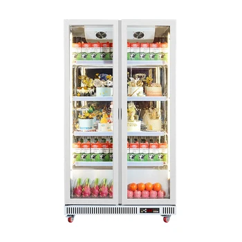 Commercial  Beverage Refrigerator with LED Lighting 10 Adjustable Shelves Glass Door Display for Cafe Restaurant Store