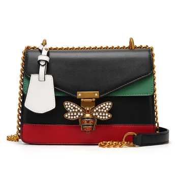 Fashion Bee Pearl PU Leather Crossbody Bags Women Chain Designer Lady Sling Luxury Travel Shoulder Messenger bag