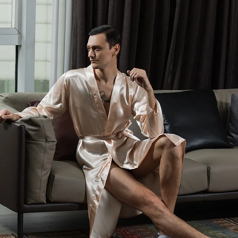 Men's Long Silk Robe